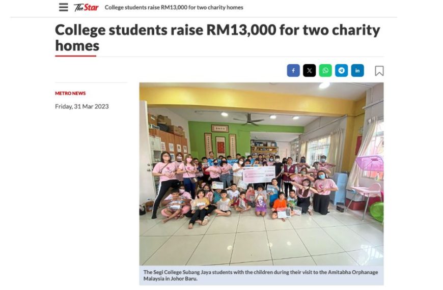 College students raise RM13,000 for two charity homes